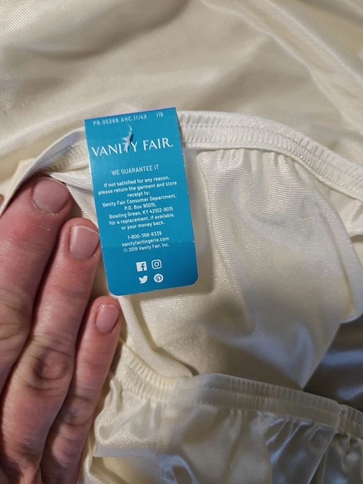 全新 1 双缎面尼龙梳妆场内裤内衣 15712 象牙色 尺寸 4XL — 第 4/4 张图片