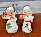 Vintage Pair 1950's Lefton December Pals NOEL Ceramic Christmas Figures