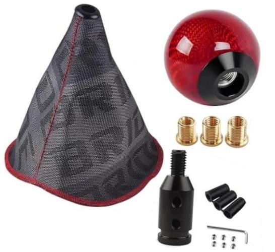 MUGE Racing Fabric Shift Boot with Round Ball Carbon Fiber Shift