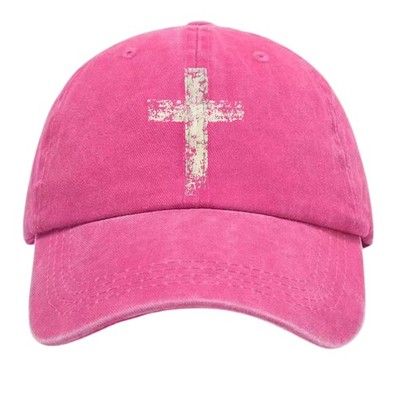 Cross Faith Dad Hat-Casual Distressed Religious Graphic Washed Baseball Cap
