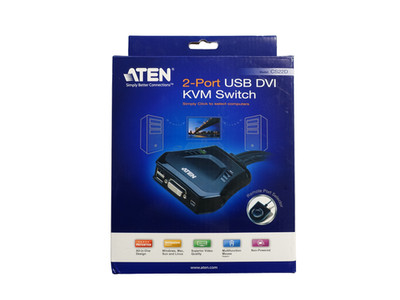 ATEN CS22D 2-Port USB DVI KVM Switch Umschalter Remote Port Selector