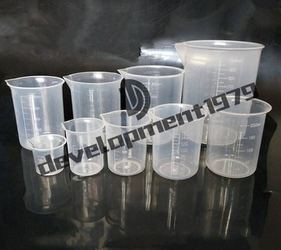 5pcs New Plastic Beaker Set Lab   Measuring Cup   50 100 150 250 500 #wd