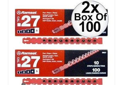 Set Ramset 5RS27 .27 Cal Level 5 Red Strip Loads 200 Shots Concrete/Hollow Block