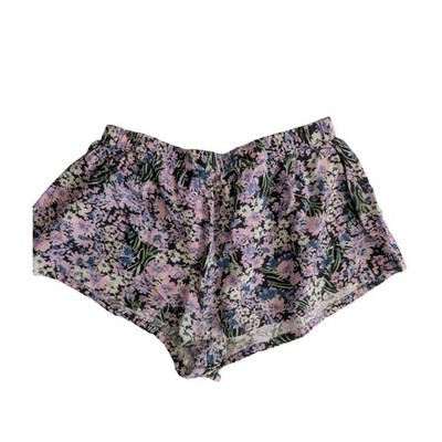 BEACH RIOT Claudia Shorts Swim Cover-up In Black Floral Print Purple Medium $98