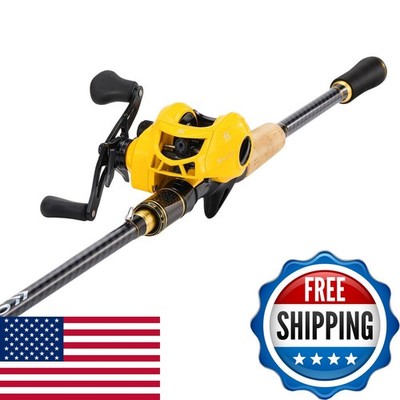 Sougayilang Baitcasting Fishing Combo 6'0'' Golden Right Handed 2 Piece Rod Reel