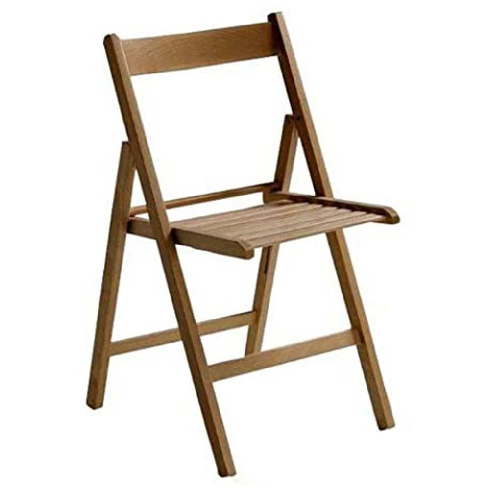 Sedia Da Giardino Pieghevole In Faggio Naturale – 44x44x80 Cm – Legno Massello, Stile Classico