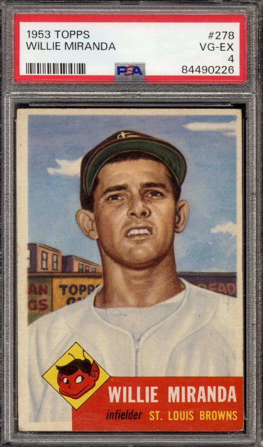 1953 Topps #278 Willie Miranda - PSA VG-EX 4 - St. Louis Browns - VSCARDS