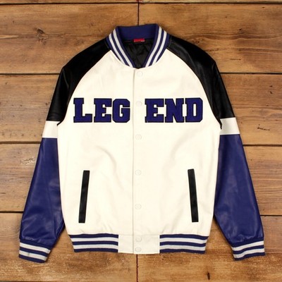 Vintage Bomberjacke S Herren weiß Varsity schwarz blau Stepp gefüttert Urban College