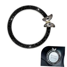 Bling Car Crystal Rhinestone Ring Emblem Sticker, Girly Butterfly black