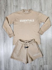 Fear of God Essentials Shorts Shirt Set Desert Taupe Size 8 Kids Small