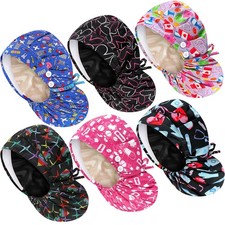 6 PCS Extra Large Satin Lined Scrub Caps Women Long Hair Nurse Surgical Hat