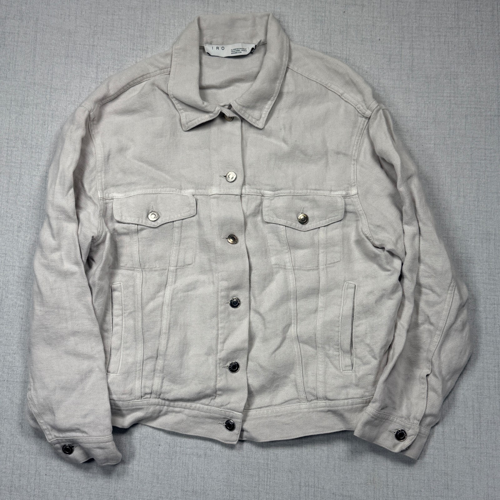 IRO Classic Linen Button Front Jacket Light Beige… - image 1