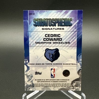 2025-26 Cedric coward Topps Chrome Stratospheric on card Auto