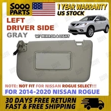 Left Driver Side Gray Sun Visor W/ Light For 2014-2020 Nissan Rogue 96401-4BA3E