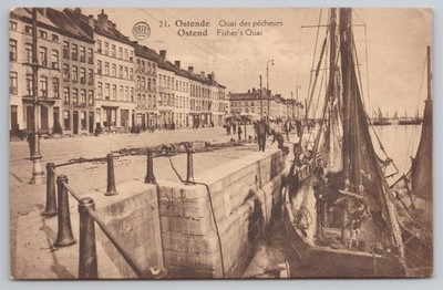 Ostende Belgien Postkarte, Fischerquai, Fischerboote, Albert um 1912