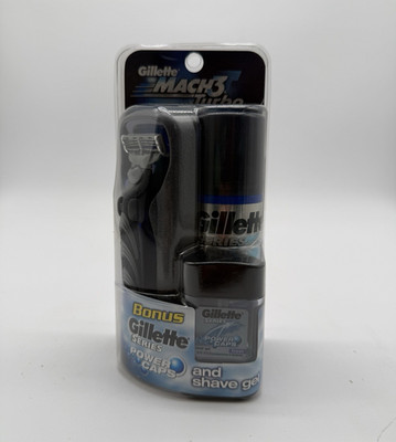 Gillette Mach3 Turbo GEFORCE Cartridge Razor 3-Blade + Shave Gel w/ 2 Cartridges