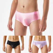 Men Shiny Satin Glossy Wet Look Knickers Briefs Underwear Panties Underpant