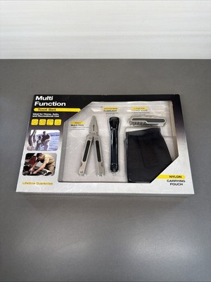 Jc Penny Multi Function Pliers, Flashlight  & Knife Tool Set W/ Nylon Case ms1