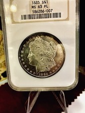 1885 P MS63 PL Proof Like Morgan Silver Dollar Fatty Rainbow Toning Superb Cameo