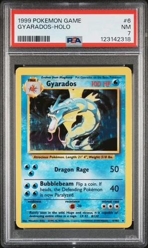 1999 POKEMON BASE SET UNLIMITED  #6 GYARADOS-HOLO PSA 7