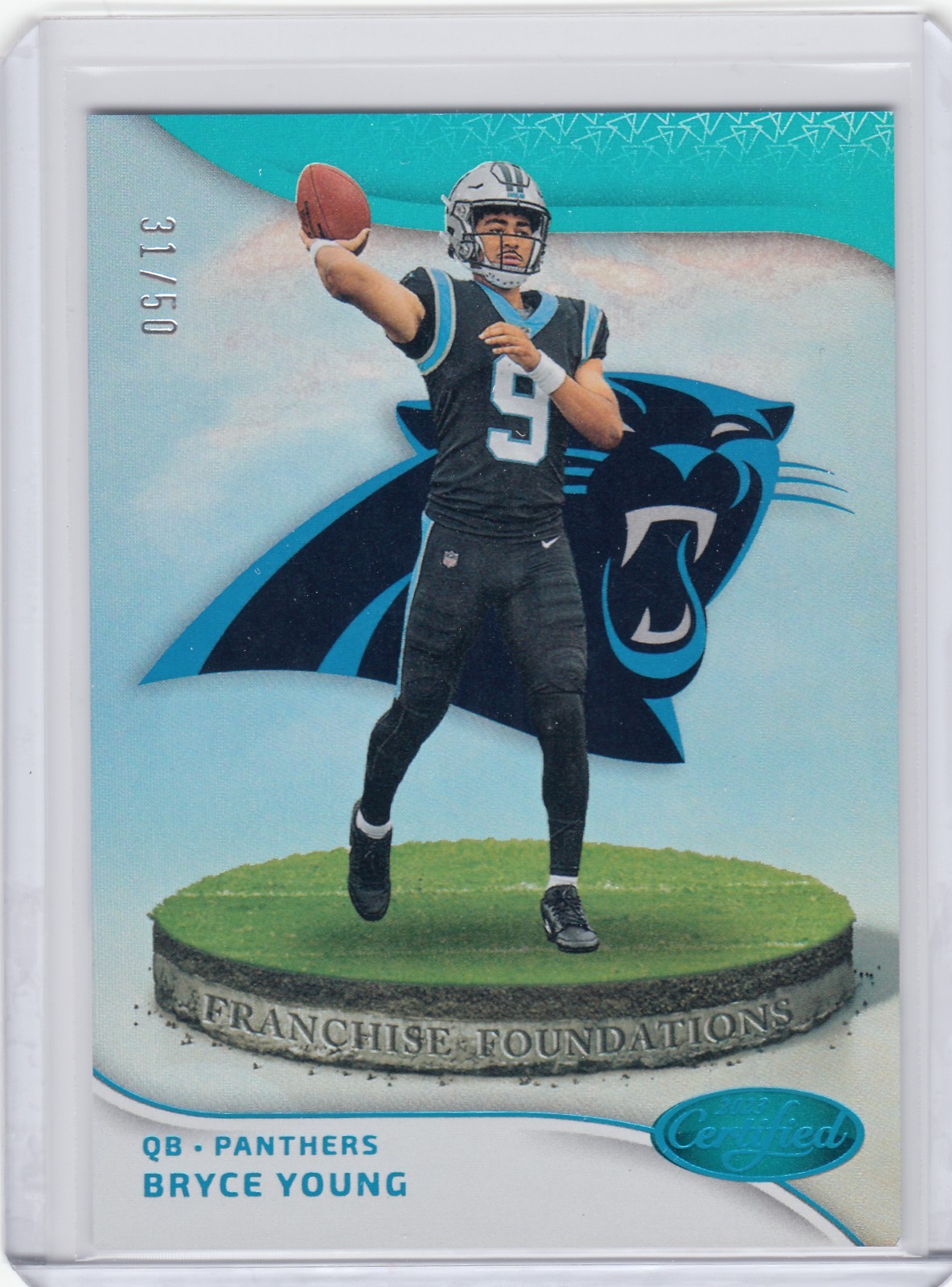 #/50  Bryce Young RC ▪ 2023 Certified  Mirror TEAL  Franchise Foundations #FF-13