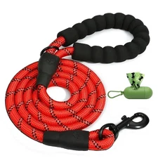 5 FT Red 1/2'' Highly Reflective Dog Leash with Padded Handle for 18-120 lbs