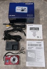 Olympus FE-340 CCD Compact Camera W/ Box, Manuals & Accessories *TESTED WORKS*