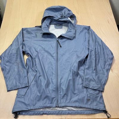 Helly Hansen Women's Blue Polyurethane Waterproof Hooded Rain Jacket Size Medium