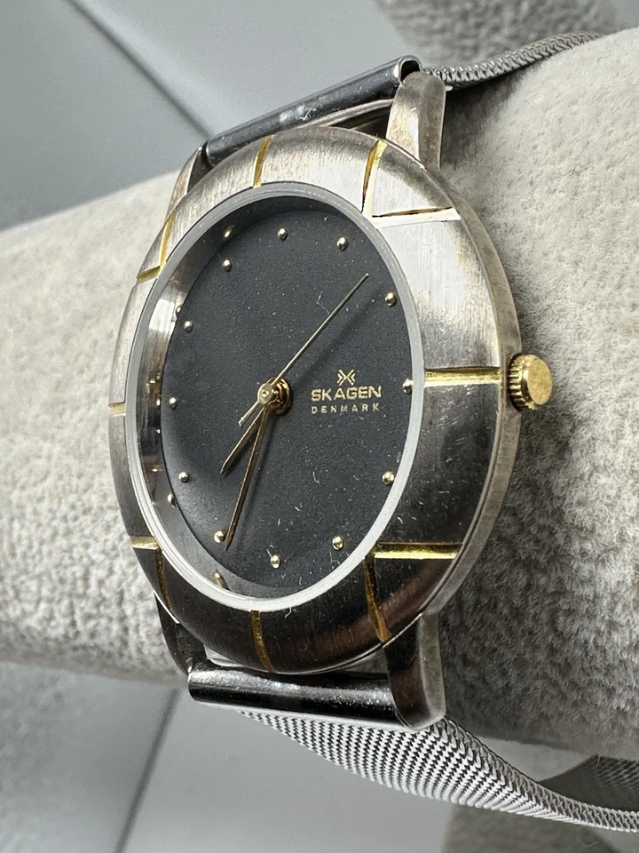 Skagen 3LGSB New Battery Mens Watch 34MM 8" Mesh Band Black Dial Ultra Slim P9 - Image 2 of 4