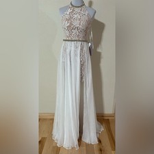 Jovani 49553A white cream lace halter prom dress NEW 2
