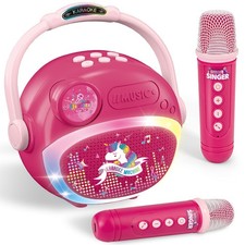 Mini Karaoke Machine for Kids Girl, Kids Microphone Portable Bluetooth Speake...