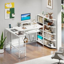 L Shaped Corner Computer Desk Home Office Desk with Storage Shelves