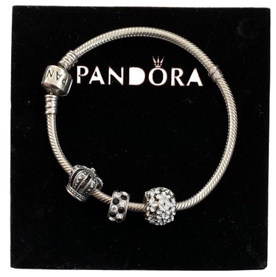 Pandora Silver Bracelet With 3 Charms 