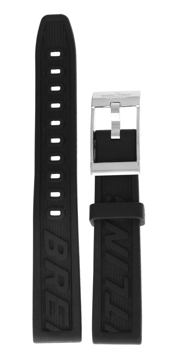 Breitling Rubber Black 16MM x 14MM Strap Original Buckle | eBay