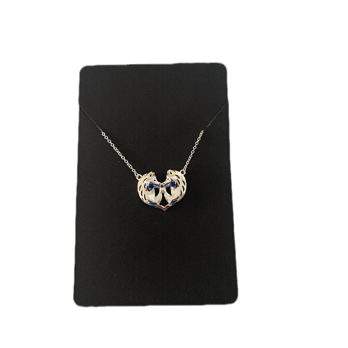 SAMOYED DUO HEART NECKLACE NEW DESIGN 18" SILVER COLOUR CHAIN SAMOYED GIFT - Picture 2 of 3