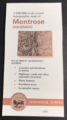 1983 Montrose Colorado CO Quadrangle Topo Map 30x60 Minute 1:100K Scale USGS