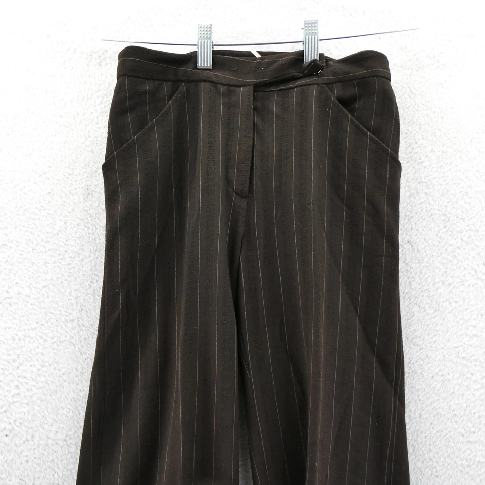 Max Studio Suit Pants Womens 26x32 Brown Pinstripe Pull On 26 x 32 Artist Artsy - Image 3 of 4