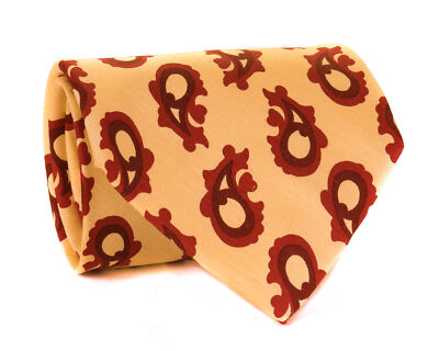 NWT ALTEA Milano pure silk TIE orange red paisley luxury handmade Italy