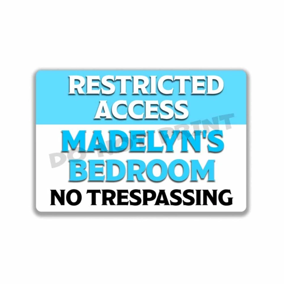 Olivia Girls Bedroom Personalized Room Blue RESTRICTED ACCESS Metal Sign 8x12 - Image 3 of 4