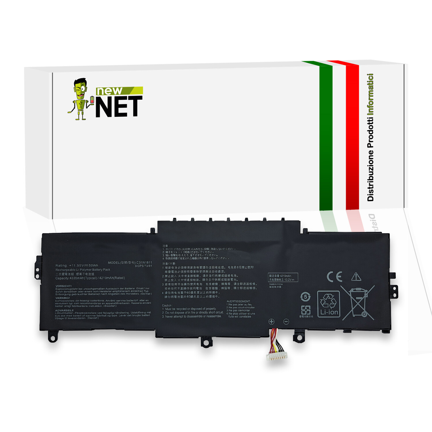 Batteria C31N1811 per ASUS ZenBook 14 UX433FA UX433FN 50Wh 11.55V