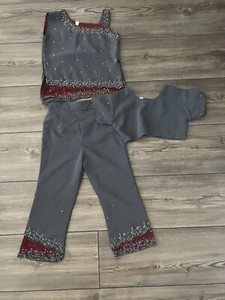 Girls Red And Gray Salwar Khamez - Unbranded - Size 1-2 Years (18)