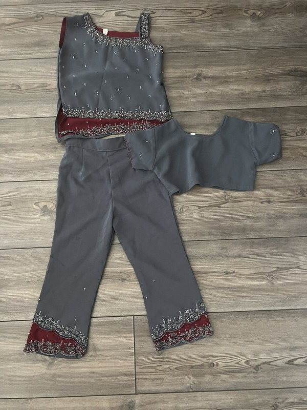 Girls Red And Gray Salwar Khamez - Unbranded - Size 1-2 Years (18)
