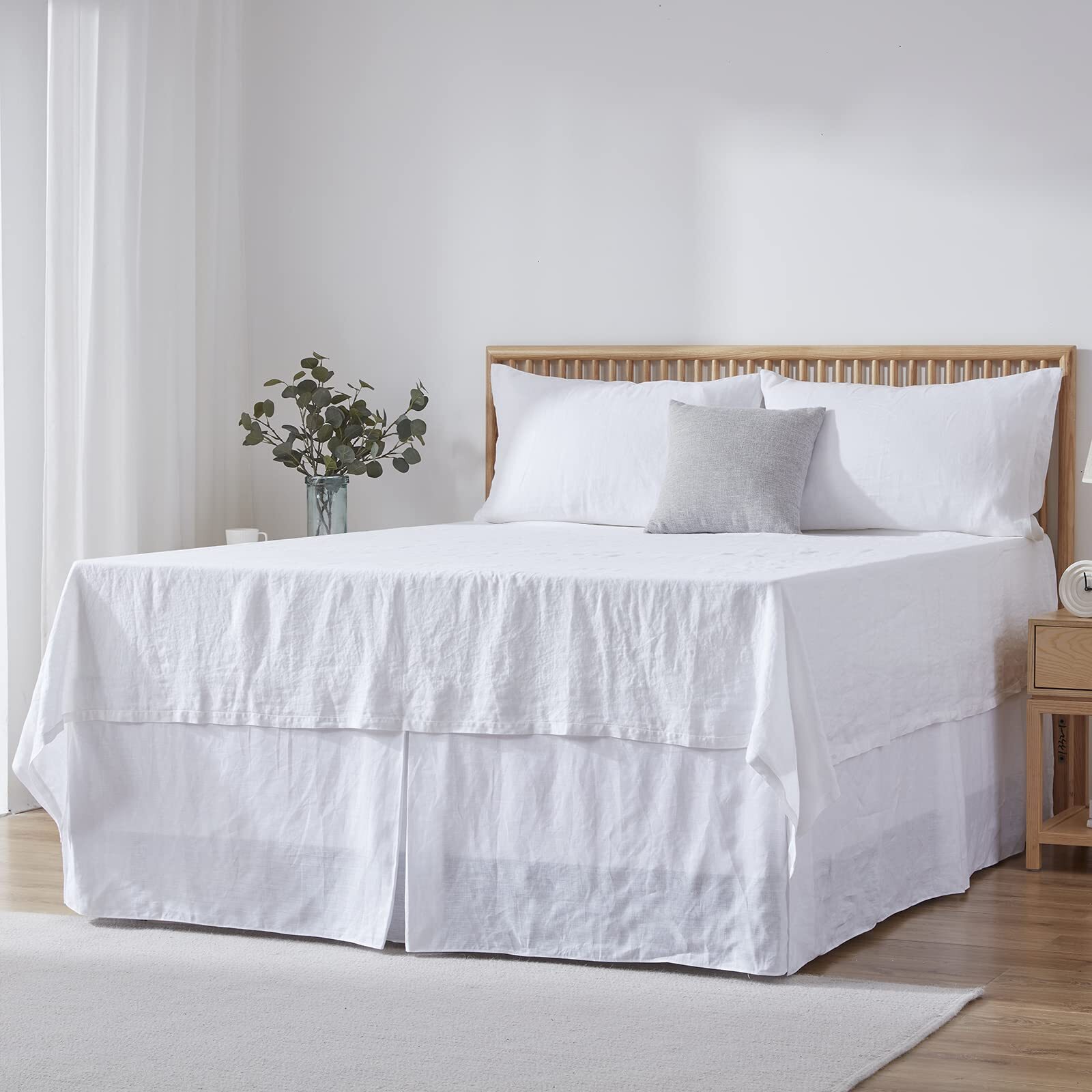 Simple&Opulence 100 Belgian Linen Bed Skirt with Classic 22 inch