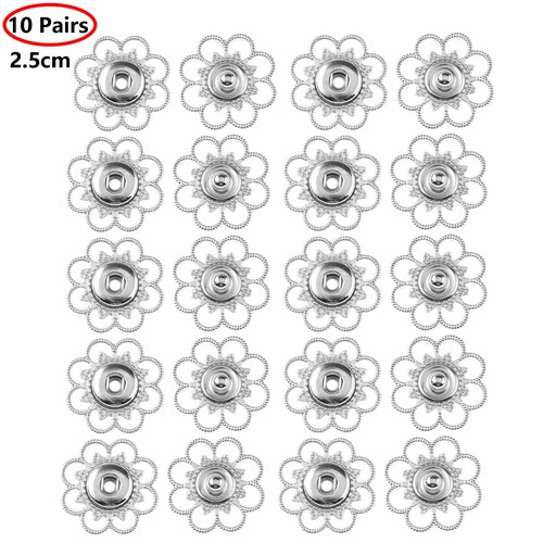 10 Pairs Flower Shaped Metal Press Buttons Sewing Snap Buttons Clasp Fasteners - Picture 33 of 43