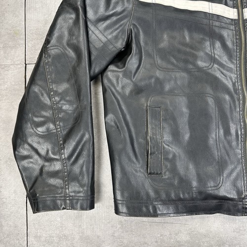 whispering smith leather jacket motorcycle mens xl racing biker faux - Picture 6 of 16