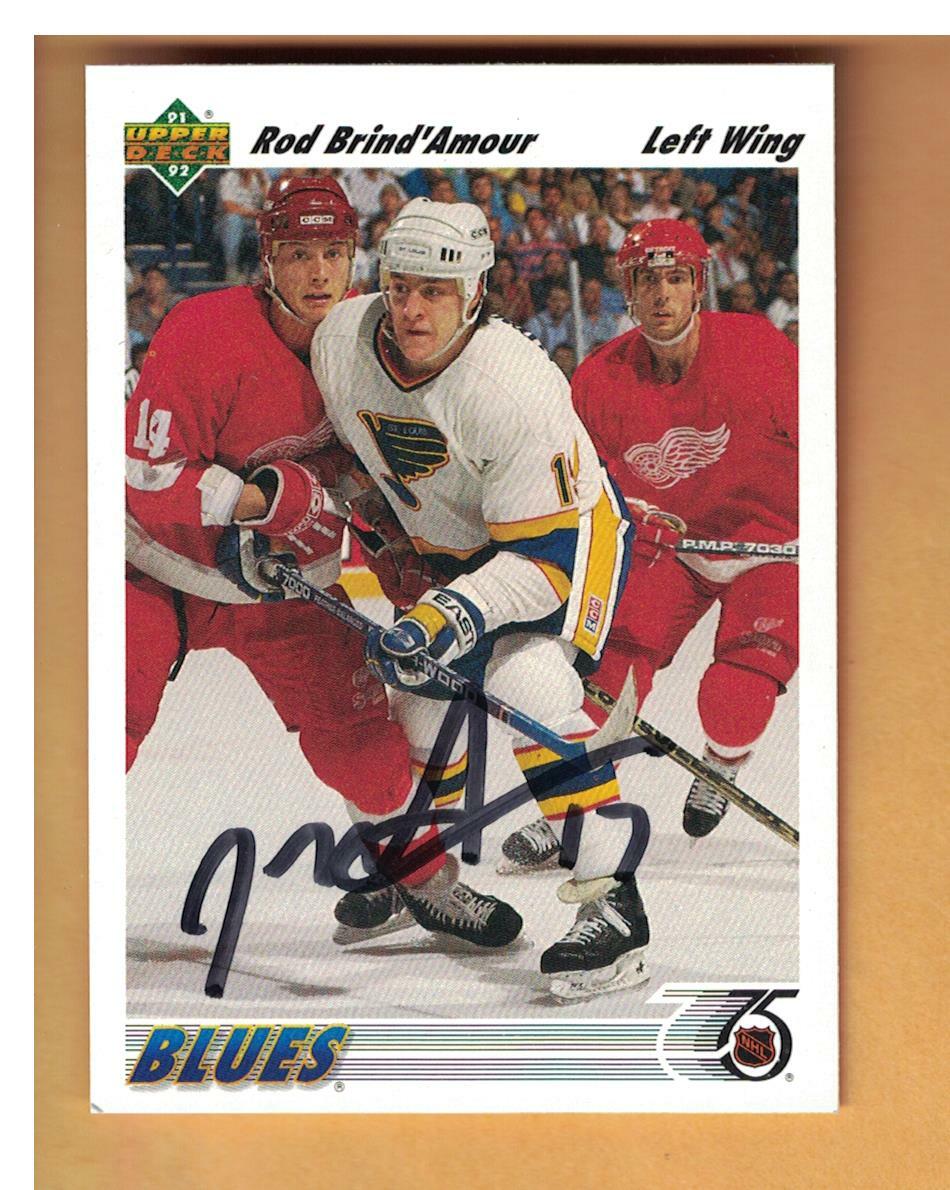 Rod Brind'Amour AUTOGRAPHED 199192 UPPER DECK HOCKEY CARD SIGNED ST
