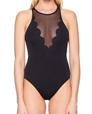 Vince Camuto One Piece Swimsuit Detail Sea Scallop Black Size 6