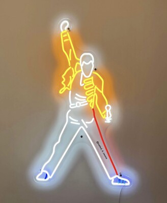 Freddie Mercury Queen LED Leuchtreklame Licht Fan Beleuchtung Live Aid Art Iconic Decor