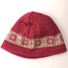 LL Bean Pink Lilac Kids Medium Winter Ski Beanie Hat Snow Flake Pattern