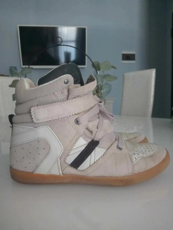 Sneakers scarpe da ginnastica con zeppa interna rialzo bianche beige nere sporti - Immagine 3 di 4